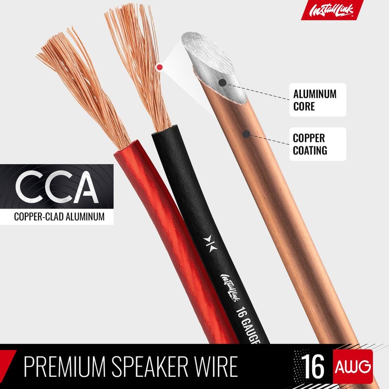 Install Link 16 AWG Gauge Speaker Wire Cable Stereo, Car or Home Theater, CCA (250 Feet) - Image 4